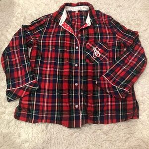 Victoria’s Secret Holiday Plaid Dreamer Flannel Glitter Sleep Top Size S